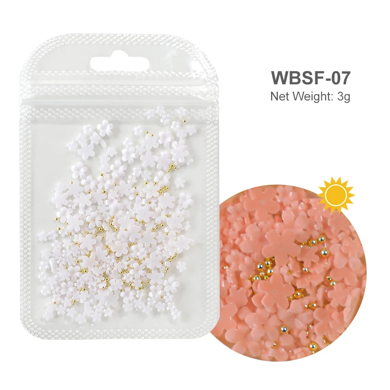 White Acrylic Flower Nail Art Decorations Mixed Size Rhinestones Red Blue Gem Manicure Tools Accessories DIY Nails Design 5g