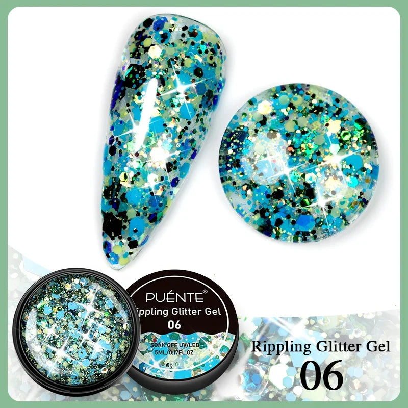 PUENTE Sparkle Platinum Gel Nail Polish 5ML Shiny Gold Silver Glitter Painting Gel Drawing Semi Permanent Varnish For Manicure
