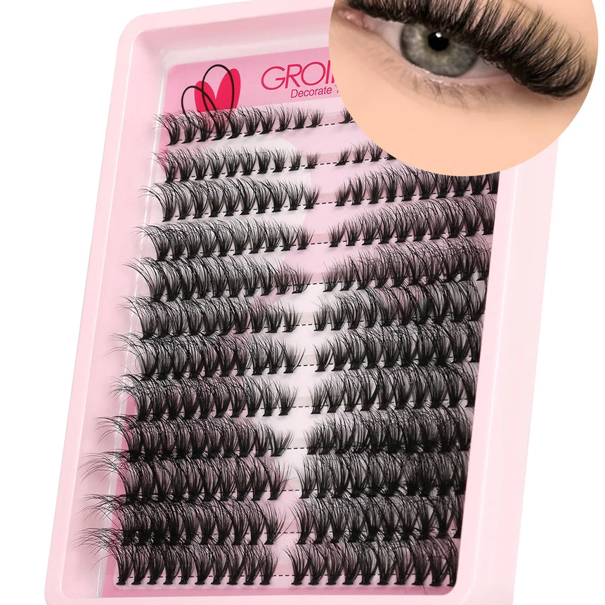 GROINNEYA Lashes Clusters Cat Eyelashes Wispy Individual Lashes Extensions Volume Fluffy Clusters Lashes DIY Eyelashes Makeup