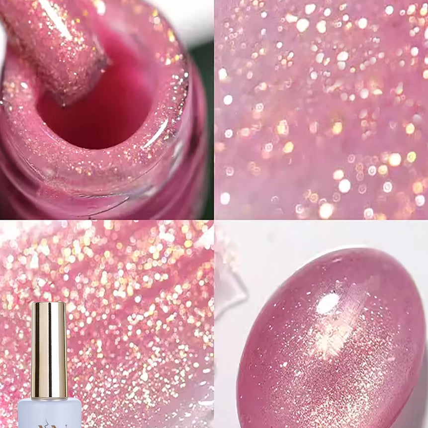 MIANEL1-12pcs 12ML Pink Blue White Green Series With Explosive Glitter Gel Nail Polish, Popular Yun Brocade Diamond Gel Polish