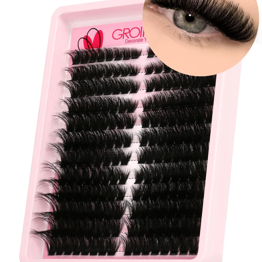 GROINNEYA Lashes Clusters Cat Eyelashes Wispy Individual Lashes Extensions Volume Fluffy Clusters Lashes DIY Eyelashes Makeup