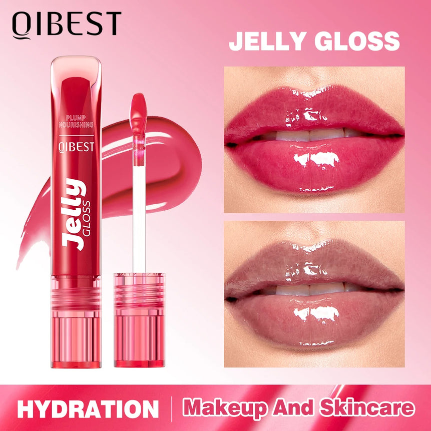 QIBEST Mirror Pearl Lip Gloss Long Lasting Moisturizing Lipstick Shine Glitter Lip Glaze Women Non Stick Cup Lip Tint Cosmetics