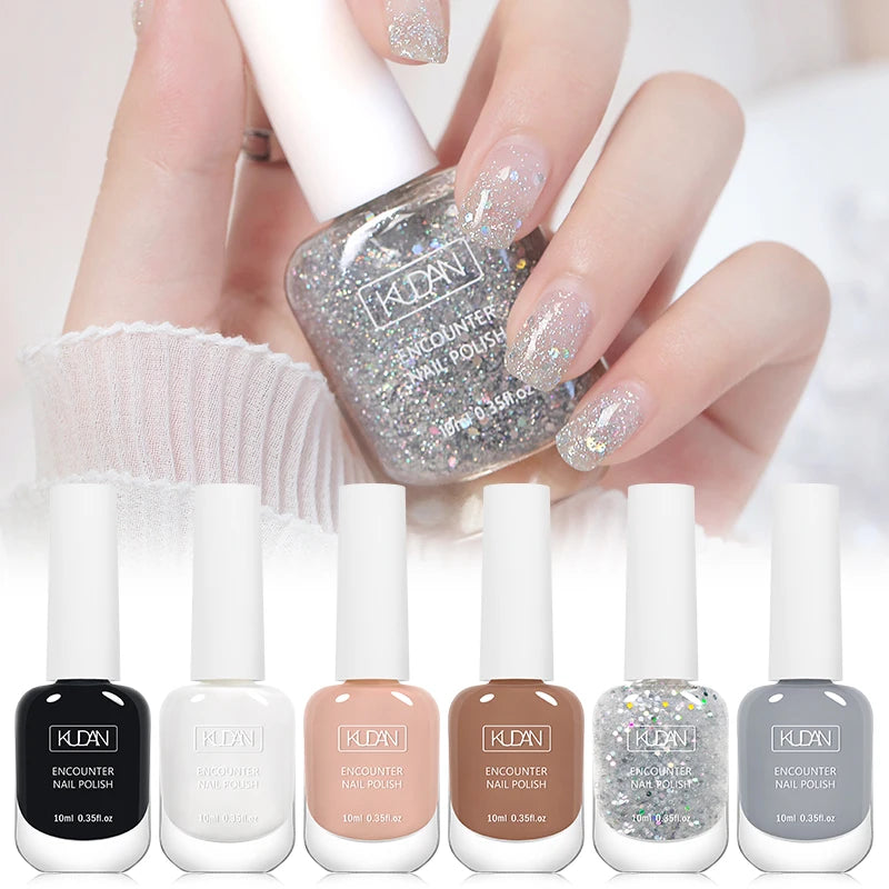 KUDAN 6Pcs Water-Based Nail Polish Set 10ml Nude Red Pink Peel-Off Air-Dry Nail Art Polish Kit Manicure No Need Lamp