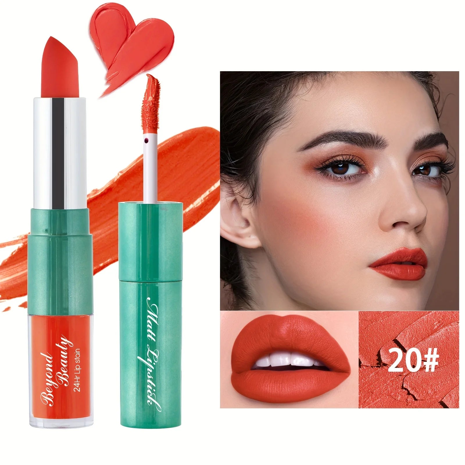 Dual Head Matte Velvety Finish Lipstick, Long Wear High Pigmented Not Sticky Cup Lip Gloss, Lip Stick + Liquid 2 IN 1