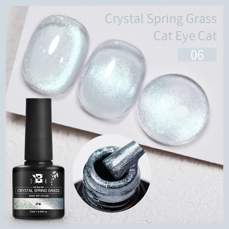 AWStorG 7.5ML Golden Gradient Cat Eye Magnetic Gel Sparkling Glitter Nail Polish Semi Permanent UV Nail Art No Need Base Color