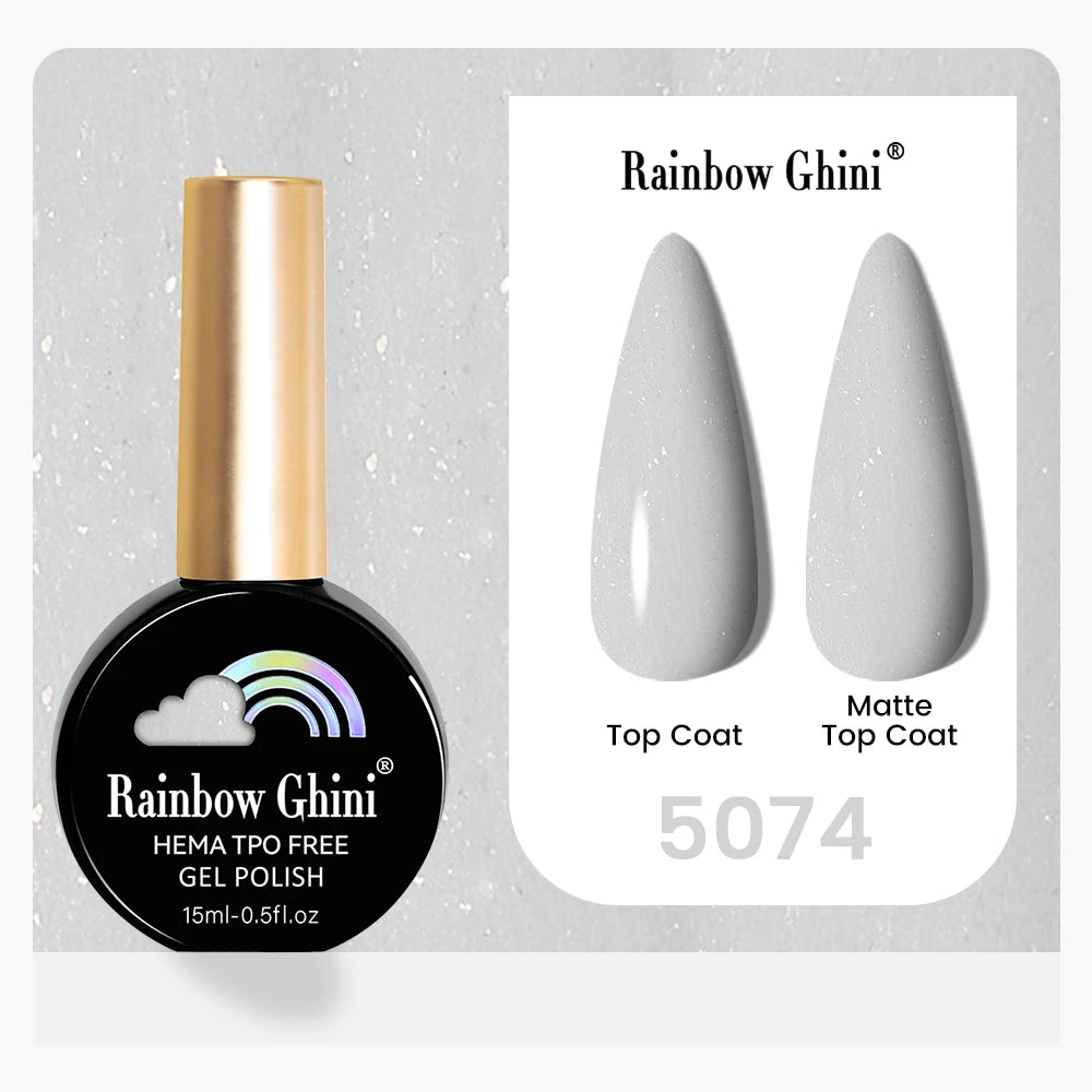 Rainbow Ghini 15ML 146 Colors Long-Lasting Colorful Gel Nail Polish Professional UV/LED Gel Polish Base Coat Matte Top Coat