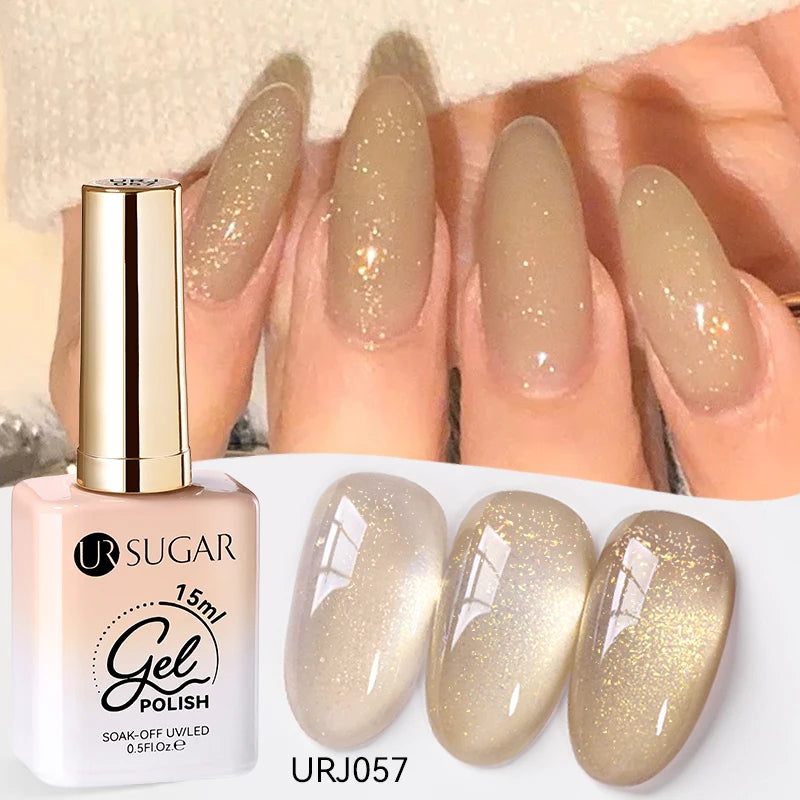 UR SUGAR 15ml Crystal Milky Jelly White Nude Gel Nail Polish Transparent Semi-permanent UV Gel Nail Art Soak Off Gel Varnish