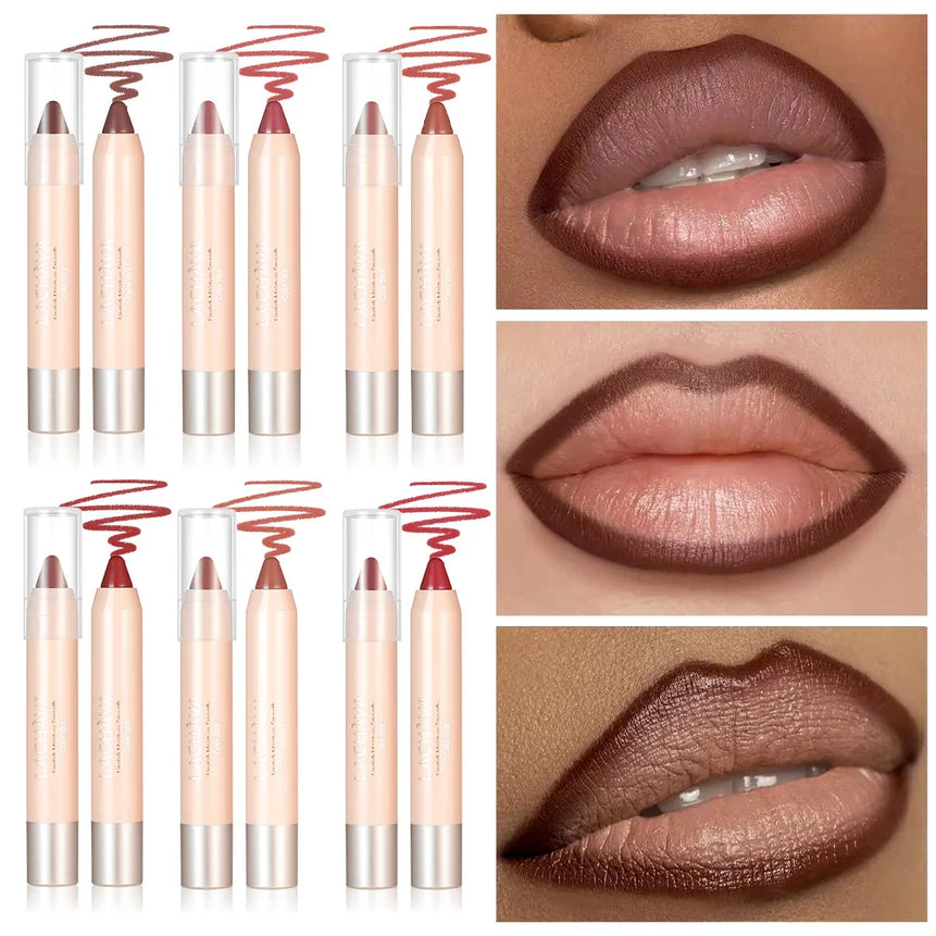 Lipstick & Lip Liner Pencil 2-in-1, Ultra Matte Lip Makeup, Smooth Glide, Buildable Color, Travel Friendly Lip Crayon