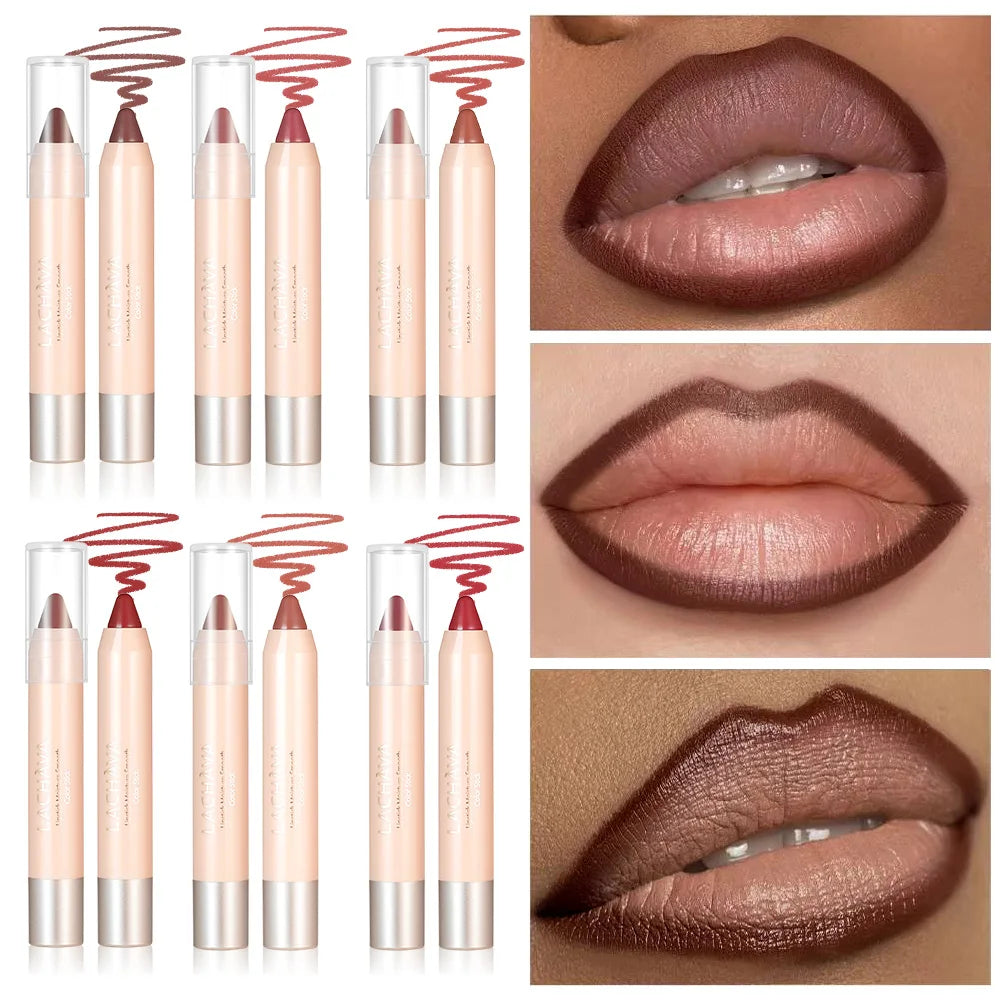 Lipstick & Lip Liner Pencil 2-in-1, Ultra Matte Lip Makeup, Smooth Glide, Buildable Color, Travel Friendly Lip Crayon