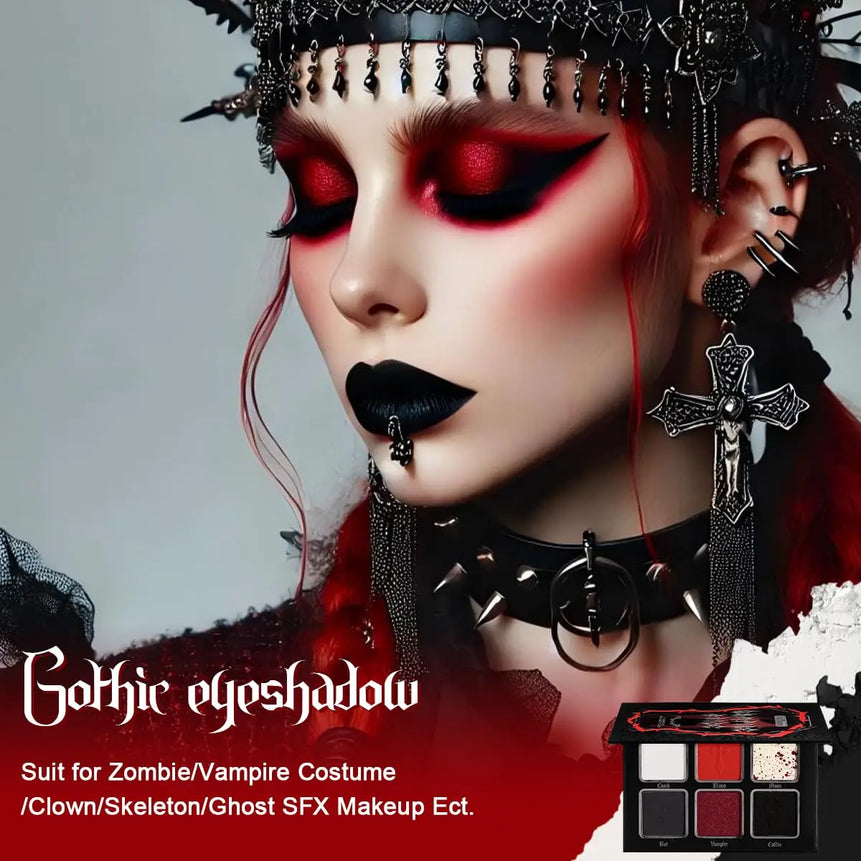 Afflano 6 Colors Eyeshadow Palette Makeup Matte Shimmer Glitter Smokey Gothic High Pigmented Longlasting Eye Makeup Halloween