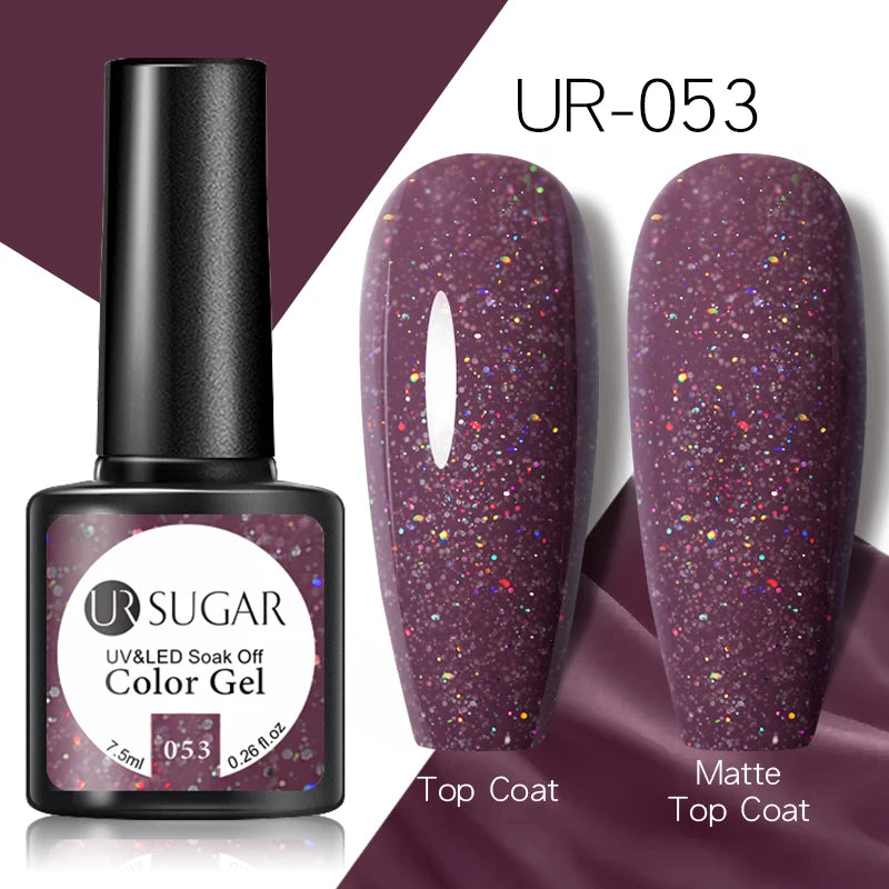 UR SUGAR 7.5ml Rose Glitter Solid Color Gel Nail Polish Jelly Nude Pink Semi Permanent DIY Nail Art UV LED Soak Off Gel