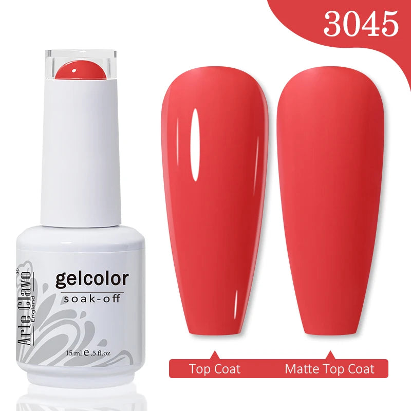 Arte Clavo 15ml Rose Red Pink Color Gel Nail Polish Autumn Winter Hot Sale Long Lasting Soak Off For Manicure Nail Art Gel