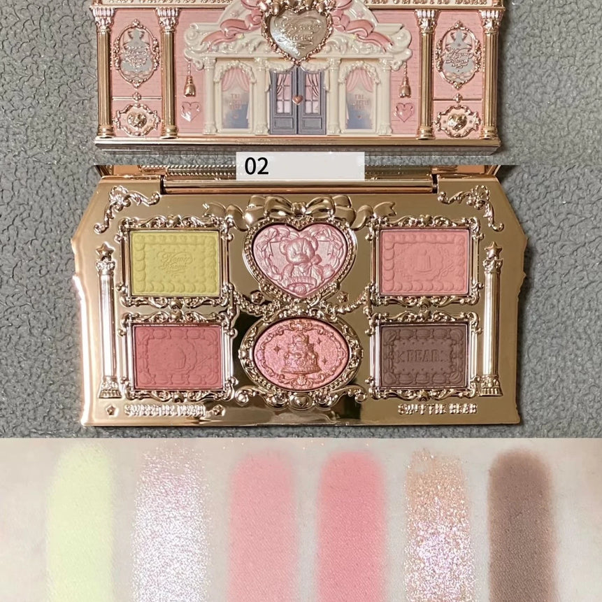 Flowerknows Strawberry Cupid Collection Facial Complexion Palette Blush Eyeshadow Highlighter Flower Know Face Bronzer Palette