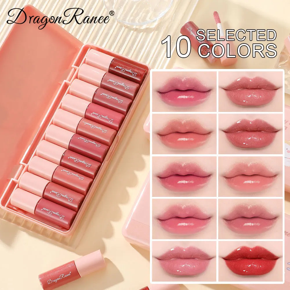 Twelve-Piece Lip Gloss Set, Water-Glossy Mirror Shimmer Lip Gloss, Moisturizing Lip Gloss, Non-Fading, Easy to Apply, Long-Lasting Makeup Effect Lip Gloss Set