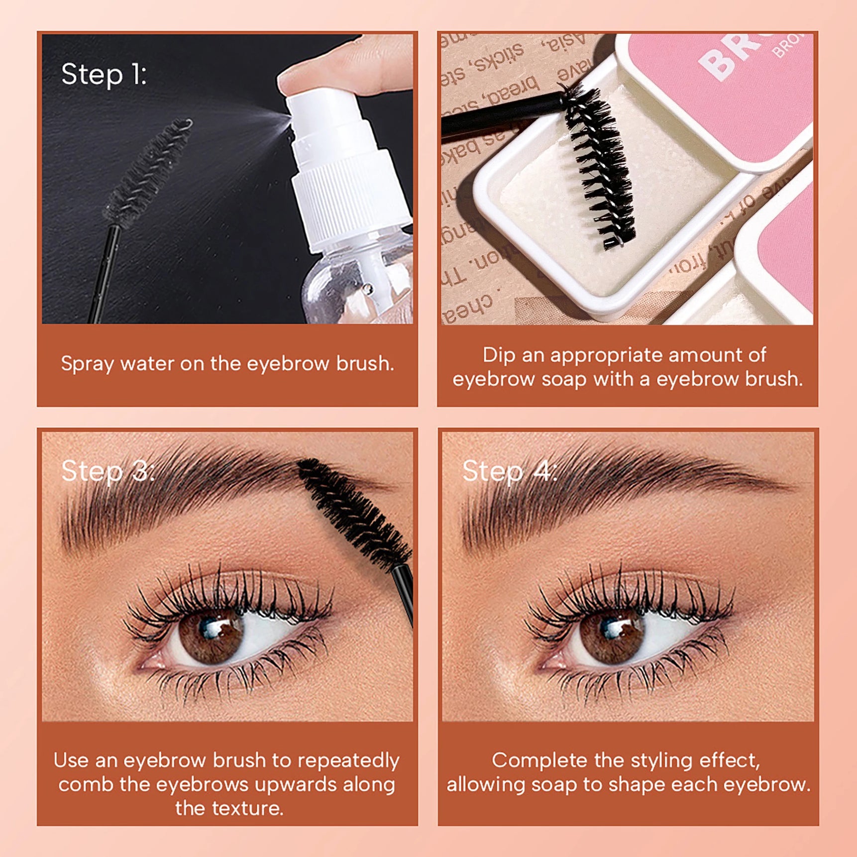 4-color eyebrow styling wax, styling gel, waterproof, natural, long-lasting, transparent eyebrow soap, eyebrow styling cream