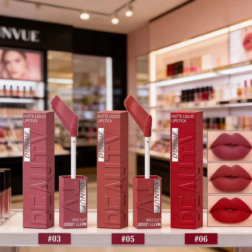 Matte Velvet Lipstick Lip Gloss Waterproof Smooth Long-Lasting Non-sticky Non-transfer Deep Red Nude Y2K Daily&Party Makeup Gift