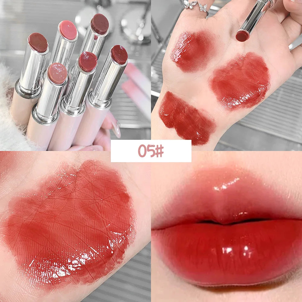 Snowy Design Solid Watery Lipstick Mirror Moisturizing Nourishing Lip Balm Beautiful Colors Suitable for Winter
