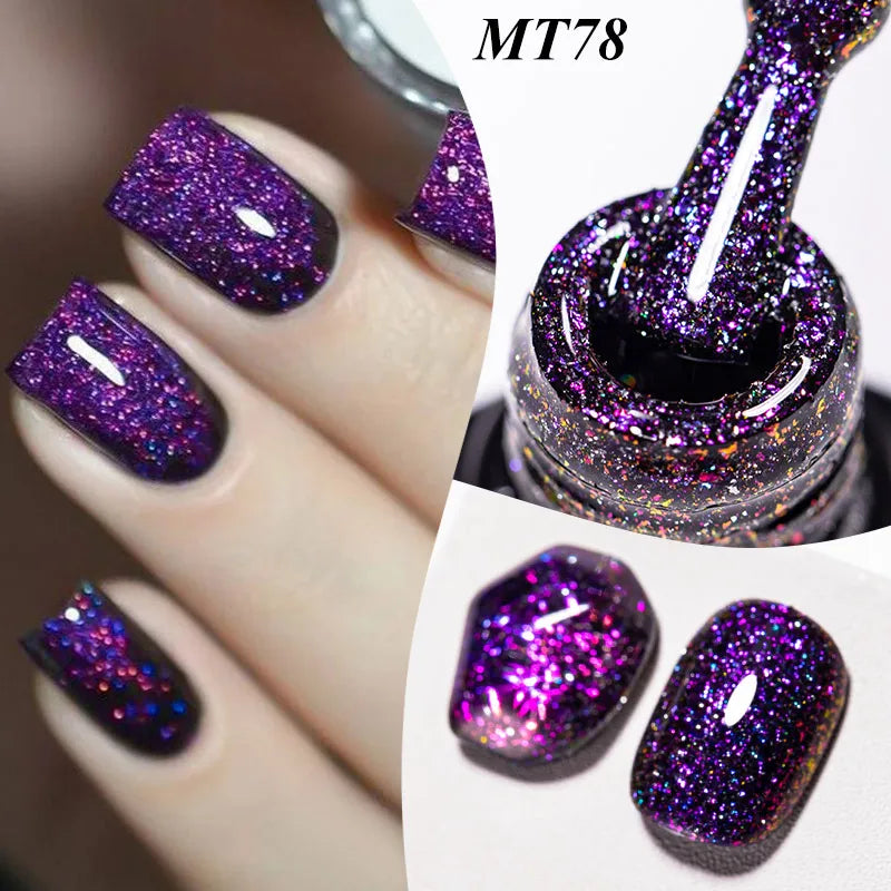 Starry Sky Reflective Glitter Nail Gel Polish Sparkling Glitter Semi Permanent Nails Art Soak Off UV Gel Varnish Nail Supplies