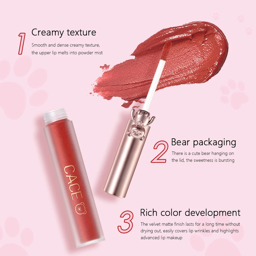 CACE Lipgloss Makeup liquid Lipstick Makeup Matte Long Lasting Waterproof Velvet Liquid Lip Stick Sexy Fashion Lips Make Up