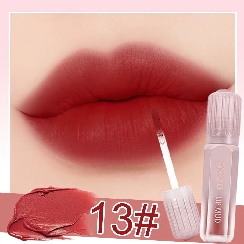Matte Silky Velvet Lipstick, Creamy Texture, Long Lasting High Impact Color, Waterproof, Non-Stick Cup, Lip & Cheek Dual-Use,
