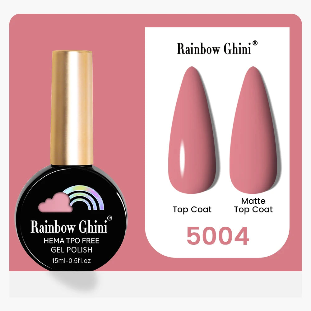 Rainbow Ghini 15ML 146 Colors Long-Lasting Colorful Gel Nail Polish Professional UV/LED Gel Polish Base Coat Matte Top Coat