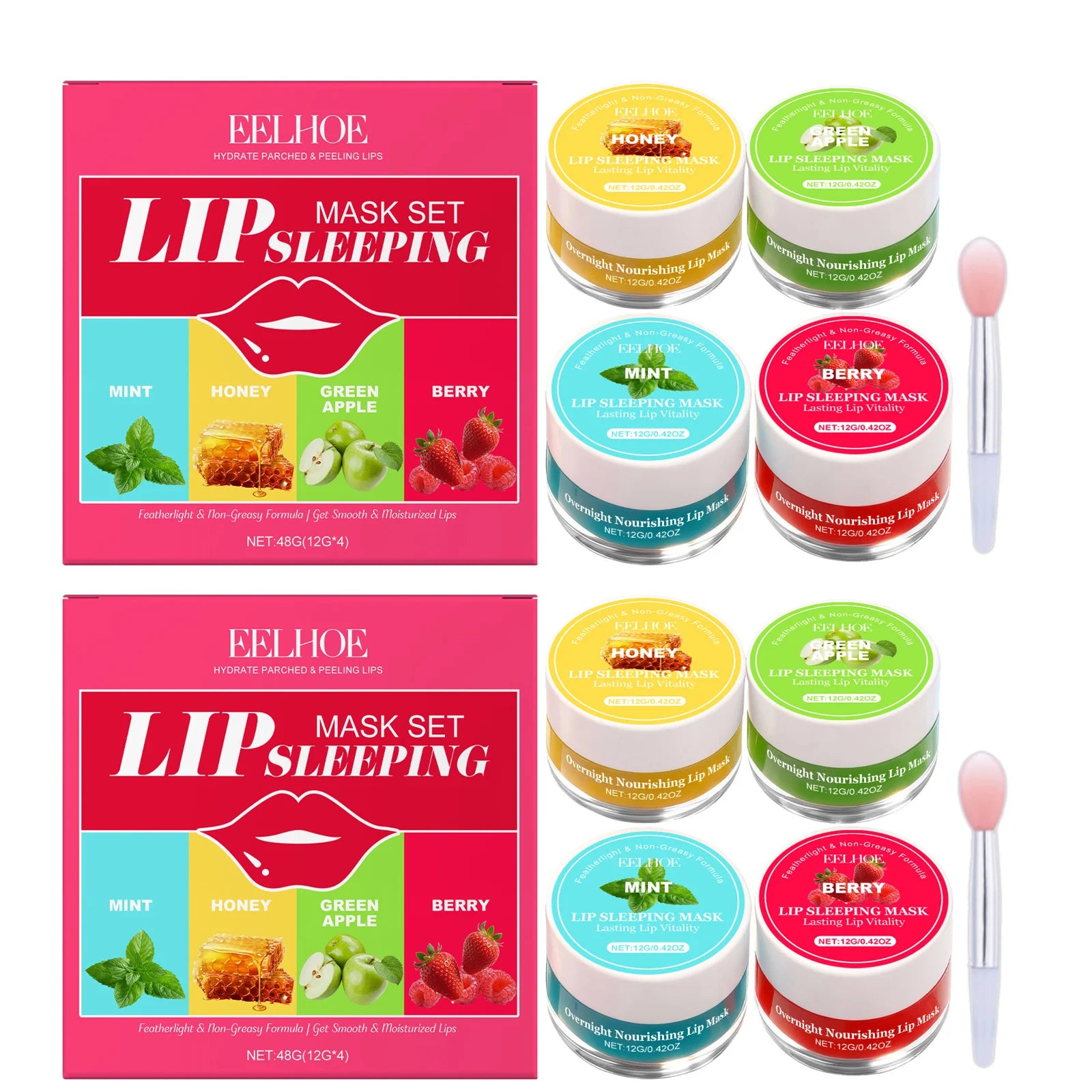 Four-Flavor Repair Sleep Lip Mask Effectively Removing Dead Skin Relieving Dry Lip Improving Rough Texture Moisturizing Lip Mask