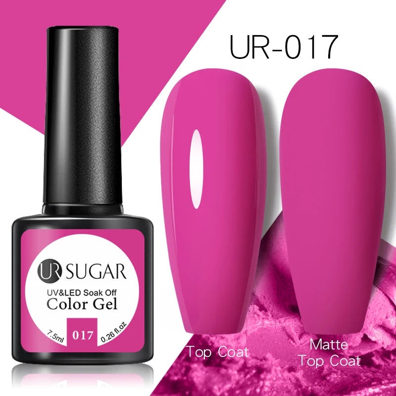 UR SUGAR 7.5ml Rose Glitter Solid Color Gel Nail Polish Jelly Nude Pink Semi Permanent DIY Nail Art UV LED Soak Off Gel