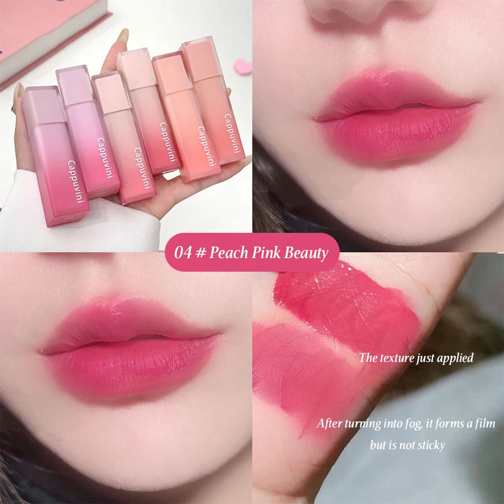 Cappuvini Nude Water Mist Lip Glaze Matte Velvet White Lip Gloss Long-lasting Lipstick