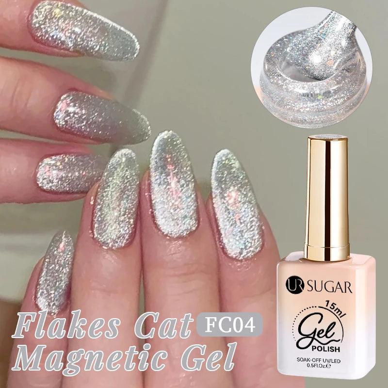 UR SUGAR 15ml Jelly Pink Cat Magnetic Gel Nail Polish Glitter ICE Soak Off Ceramic UV Gel Semi-permanent Nail Supplies Manicure