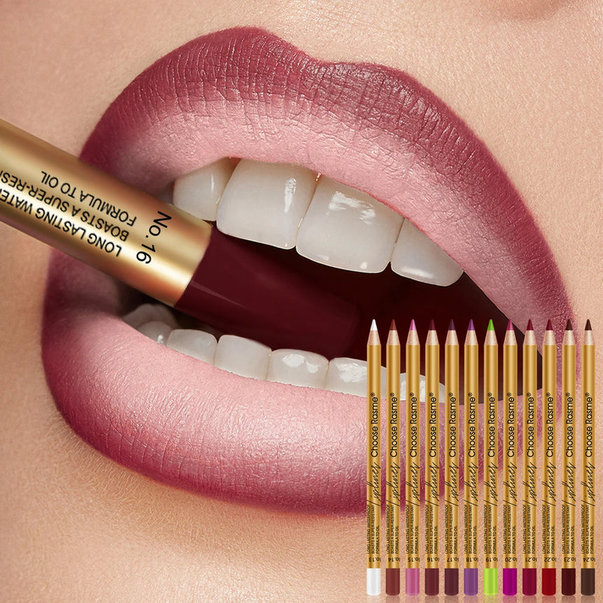 12-color matte lip liner, plumps lips, long-lasting, waterproof, smudge-proof, a must-have for dates and parties