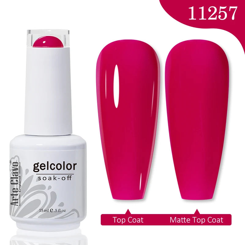 Arte Clavo 15ml Rose Red Pink Color Gel Nail Polish Autumn Winter Hot Sale Long Lasting Soak Off For Manicure Nail Art Gel
