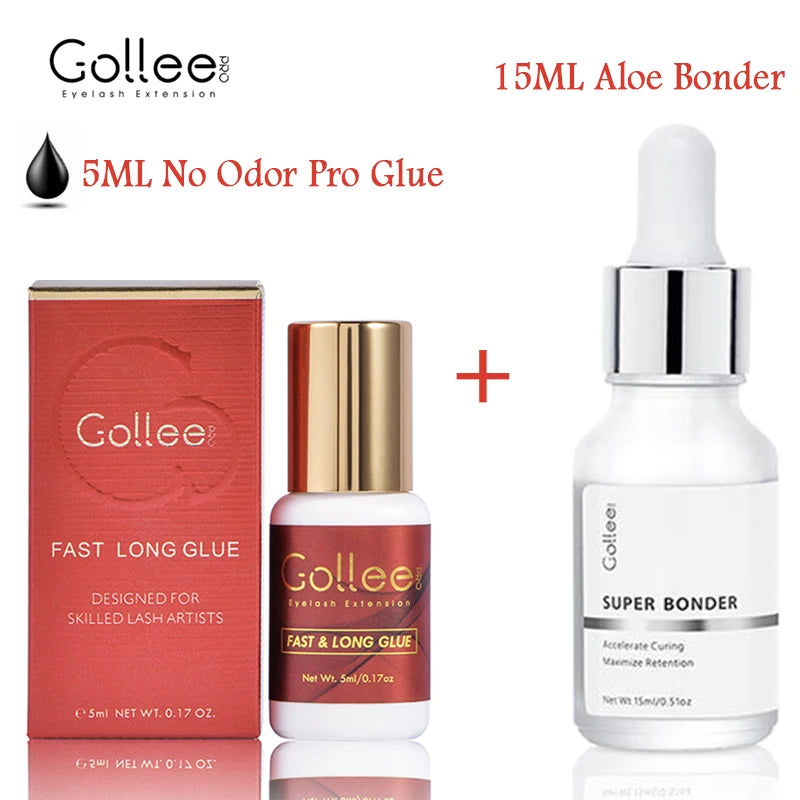 Gollee eyelashes Glue 1s Fast Dry Waterproof Lash Extension Glue Strong 6ml Super Booster Help Adhesive Accelerator tools Makeup