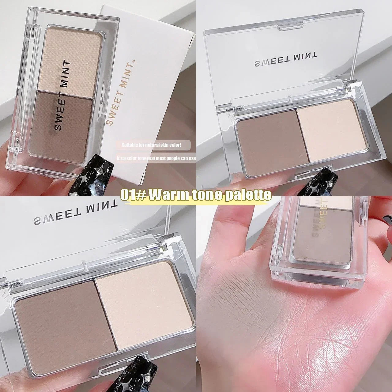 2 Color Tone Shading Shadow Powder Palette Contouring Highlighting&Bronzer Brighten Contour Three-dimensional Nose Makeup