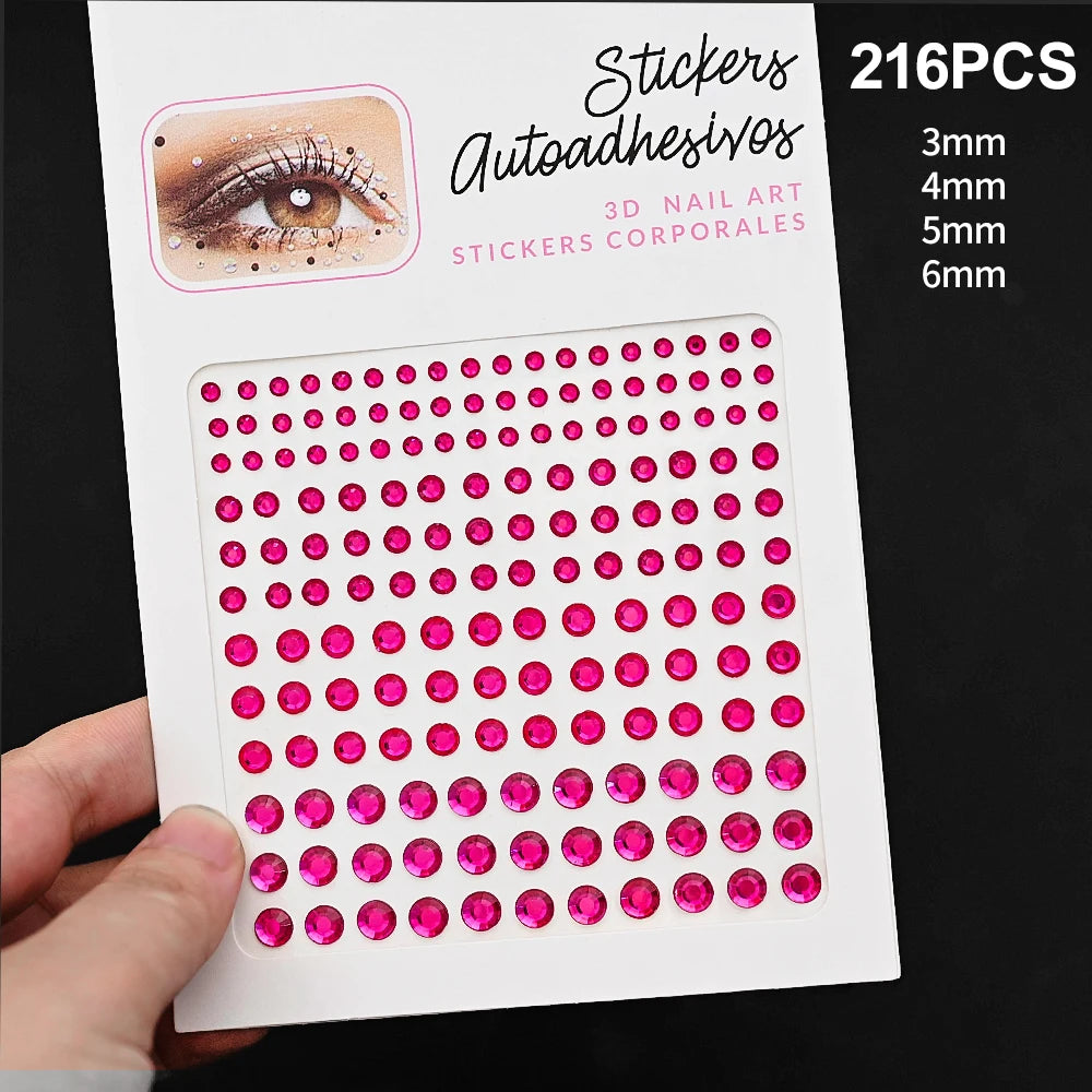 New 3/4/5mm 900pcs Pearl Face Gem Stickers Shining Glittle Self Adhesive Waterproof  Rhinestone Stickers Party Wedding Makeup