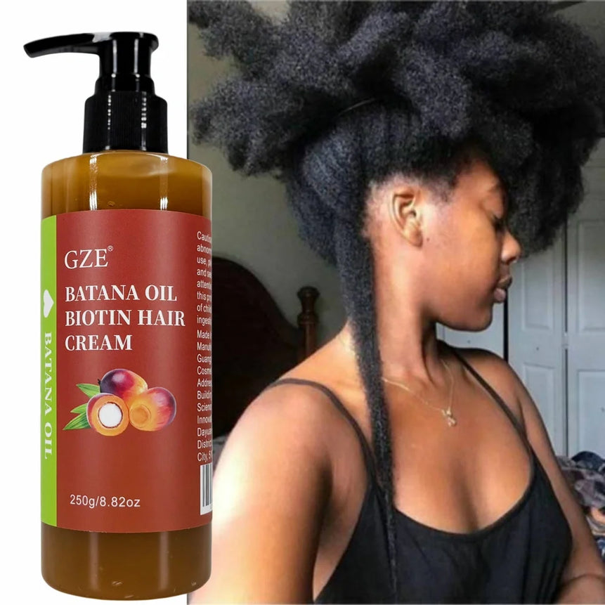 GZE Batana Oil Biotin Hair Cream Strong Hair Anti-Breakage Repair Split Ends Silky For Dry Hair