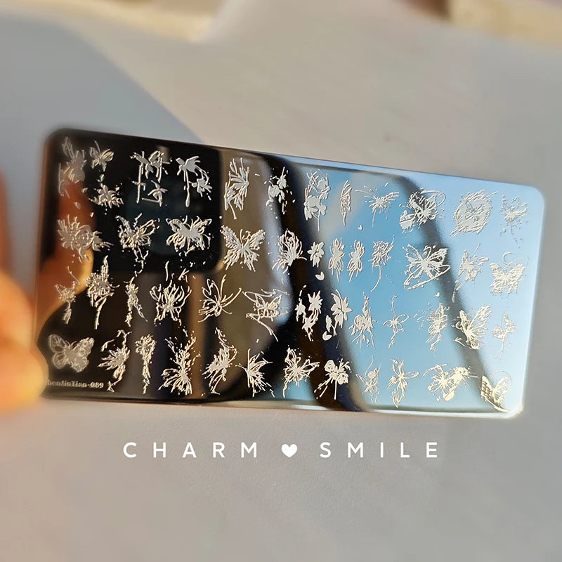 Cartoon Characters Stamping Plates  French Line Geometry  Flowers Leaves Animals Image Stainless Steel Nail Art Template Stencil