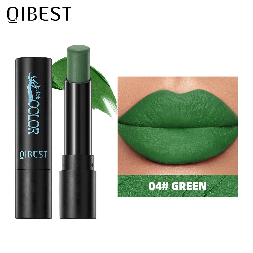QIBEST Nude Velvet Matte Lipstick Long-lasting Highly Pigmented Lip Tint Not Stick Cups Red  Green Orange Black White Lip Stain