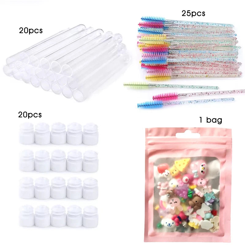 20Pcs Reusable Eyelash Brush Tube Christmas Style Disposable Mascara Wands Applicator with Tube Dust-proof Tubes Makeup Tools