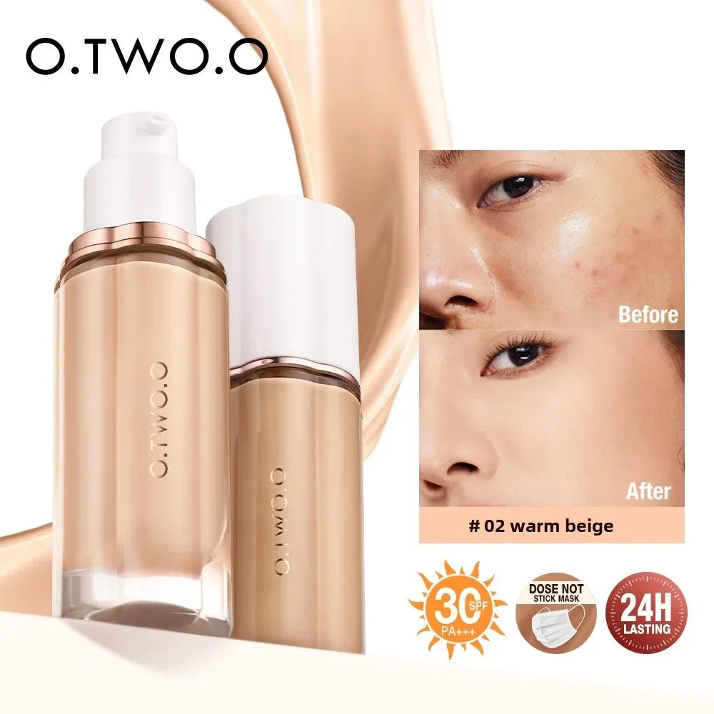 30ml Liquid Foundation Cream, Full Coverage, SPF30, Waterproof, Long-Lasting Matte Base Makeup
