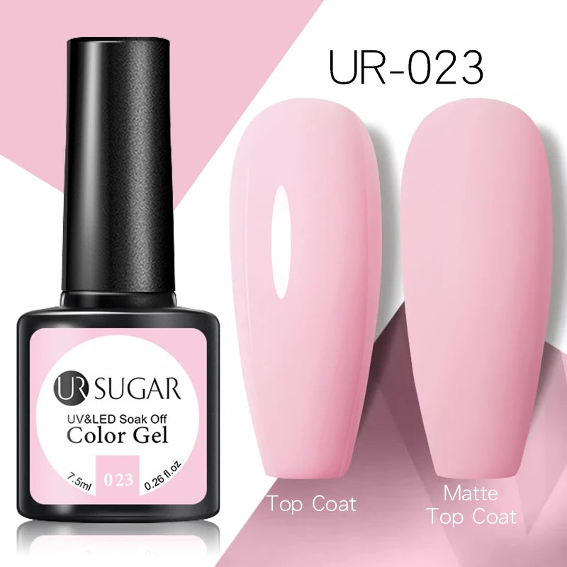 UR SUGAR 7.5ml Rose Glitter Solid Color Gel Nail Polish Jelly Nude Pink Semi Permanent DIY Nail Art UV LED Soak Off Gel