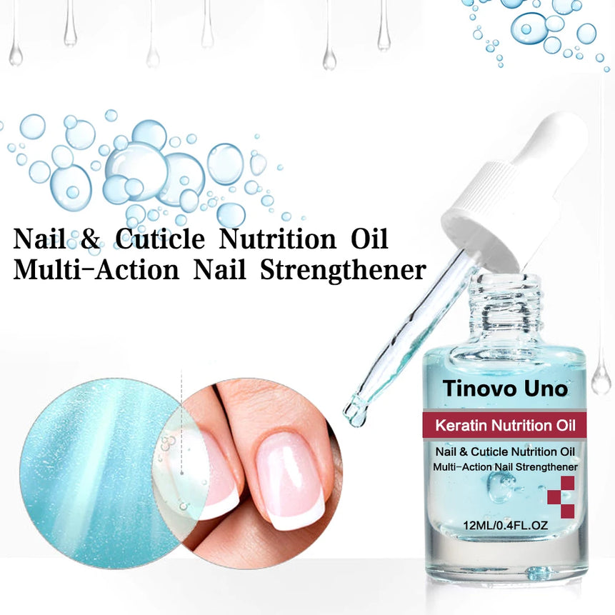 Tinovo Uno Keratin Nail Cuticle Oil Nutrient Nail Strengthener 12ml Nail Art Treatment Revitalizer Serum Repair Care Nails Feet