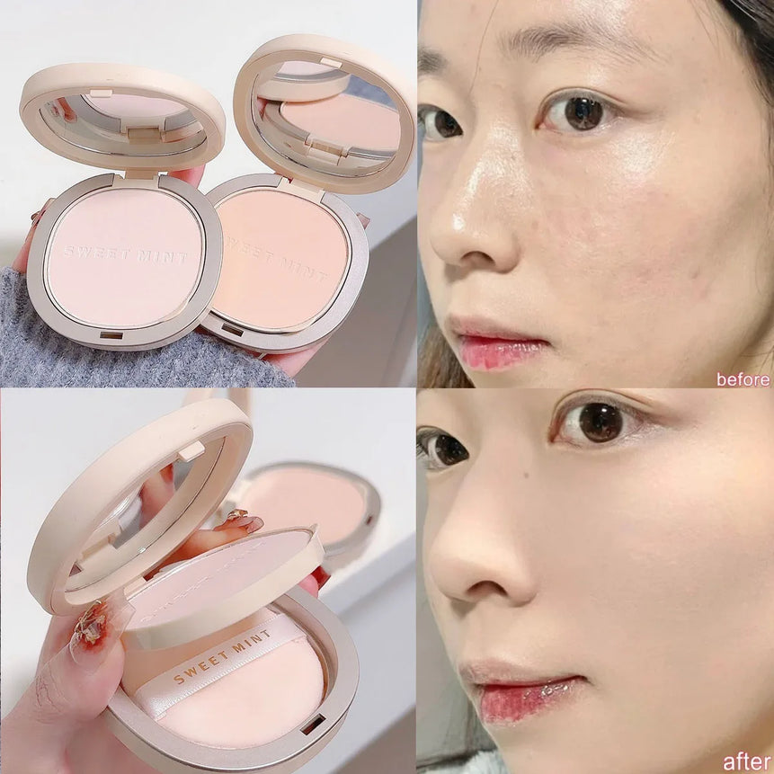 Pressed Powder Transparent White Brighten Oil Control Waterproof Lasting Natural Face Makeup Powder Cosmetic