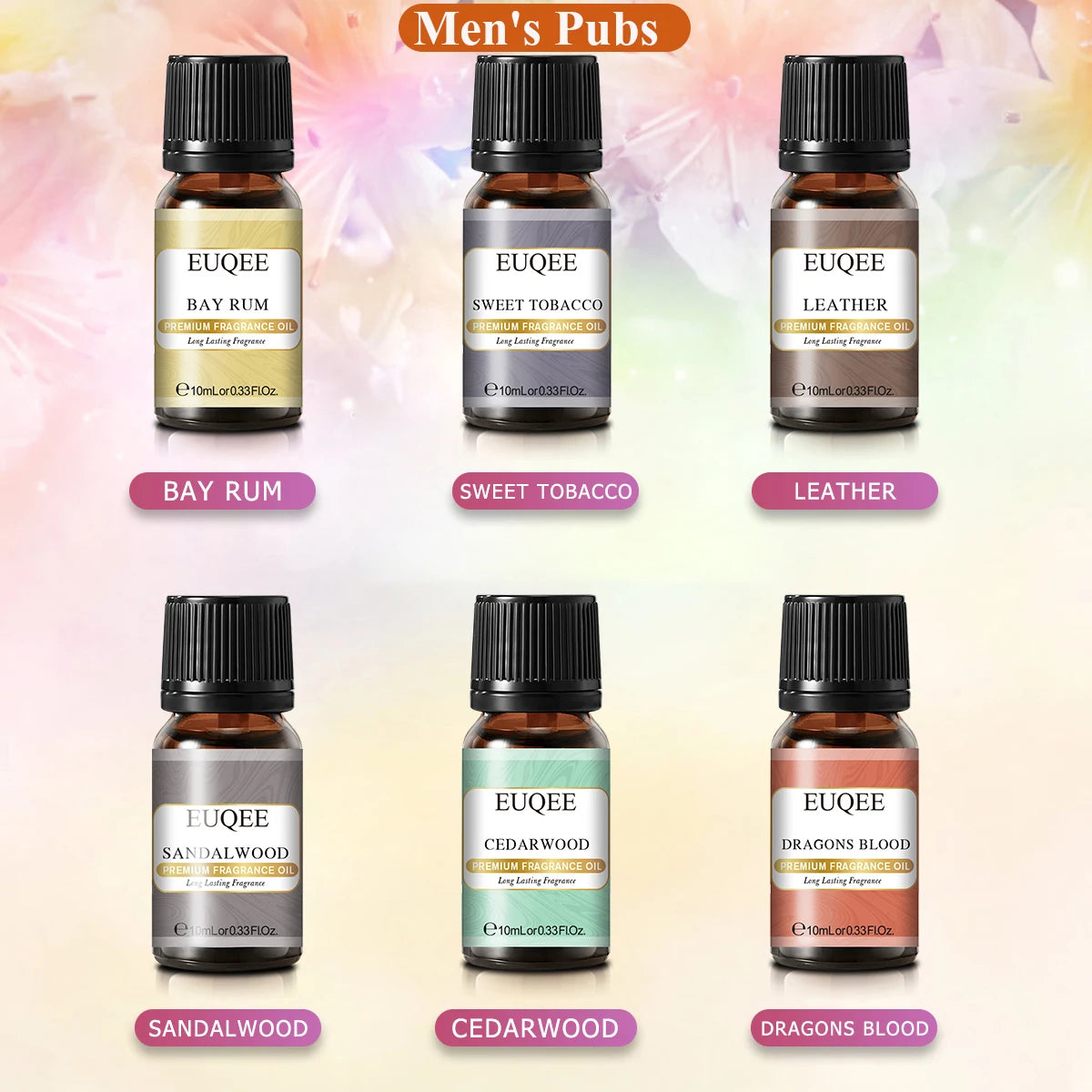 EUQEE 6pcs/set Fragrance Oil Gift Kit For Diffuser Coffee Bakery Harvest Spice Pumpkin Pie Forest Pine Sweet Fruit Aroma Oils