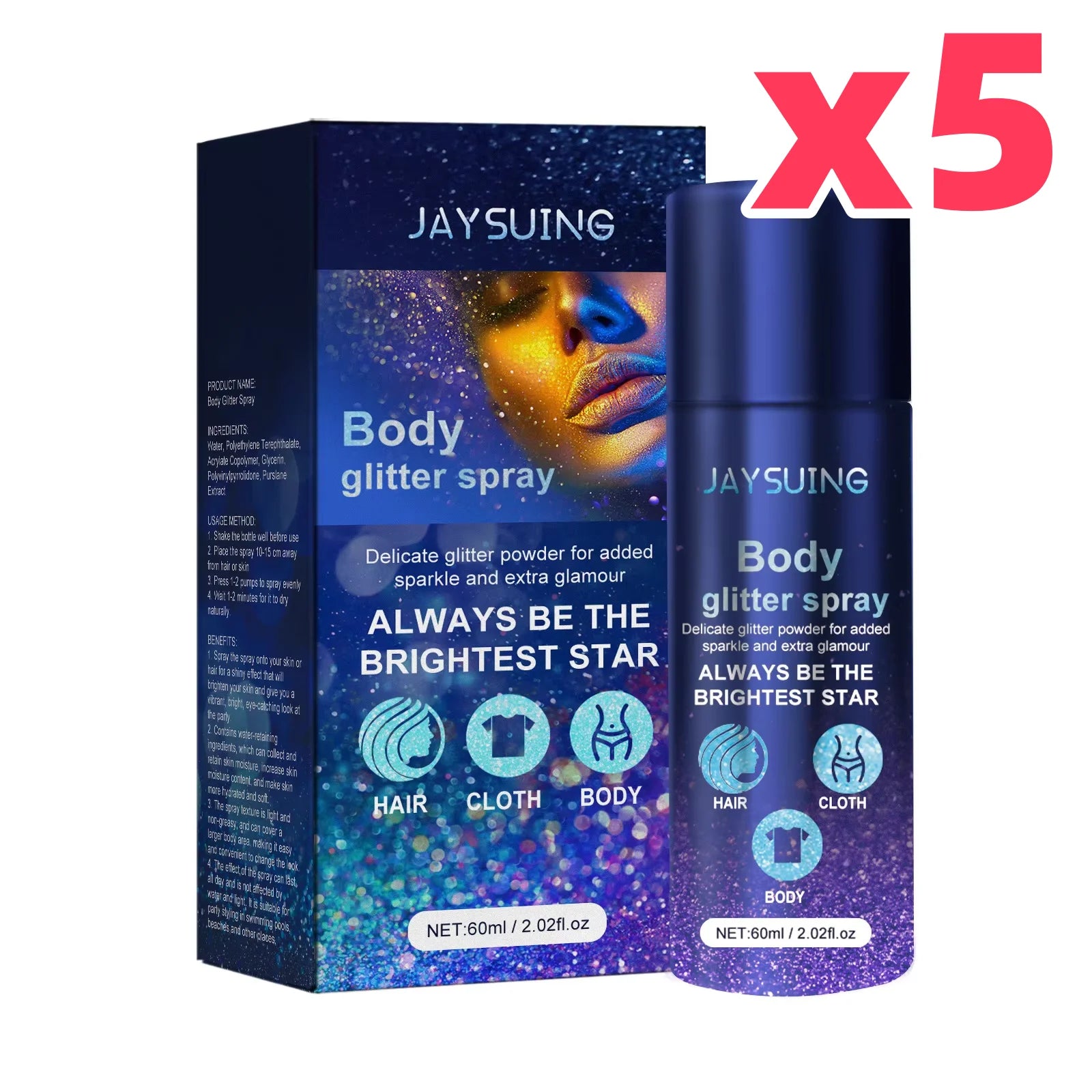 Fashion Highlighter Powder Spray Waterproof Shiny High Gloss Glitter Powder Spray Powder Makeup for Face Body Highlight Makeup