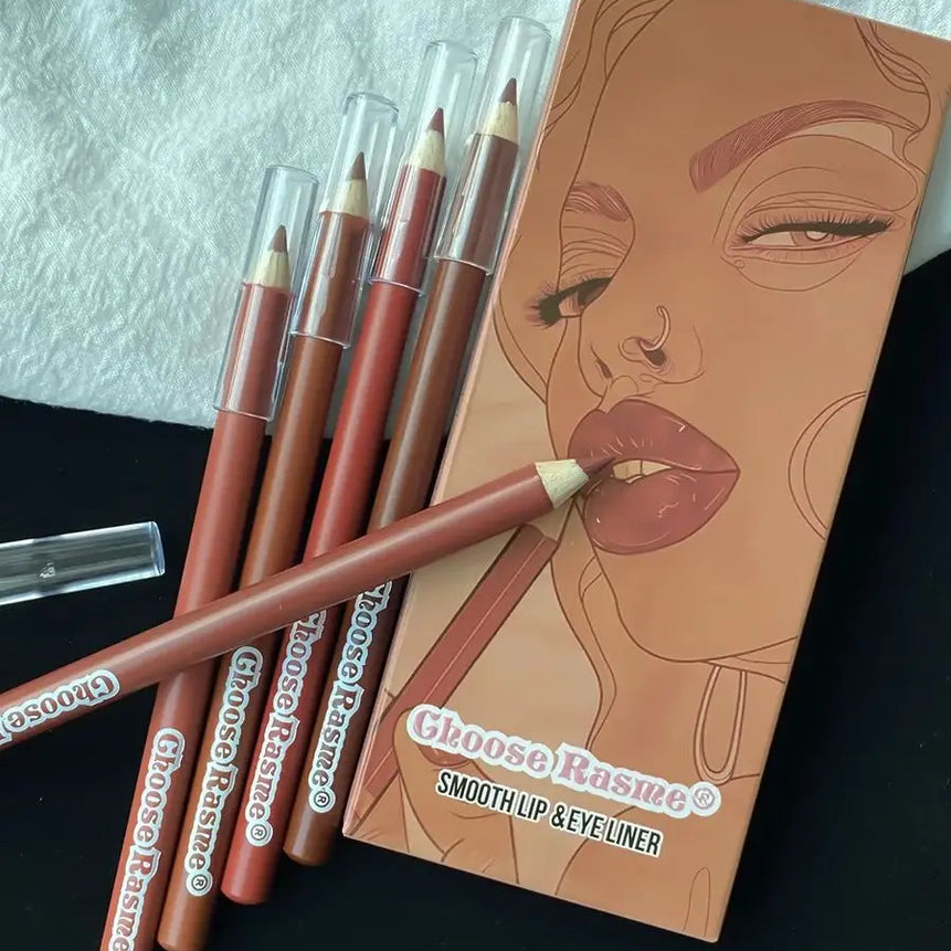 6pcs Lip Liner Pen 6 Colors Waterproof And Sweat-proof Not Easy To Fade Non-stick Cup Nude Lipstick Pencil SET
