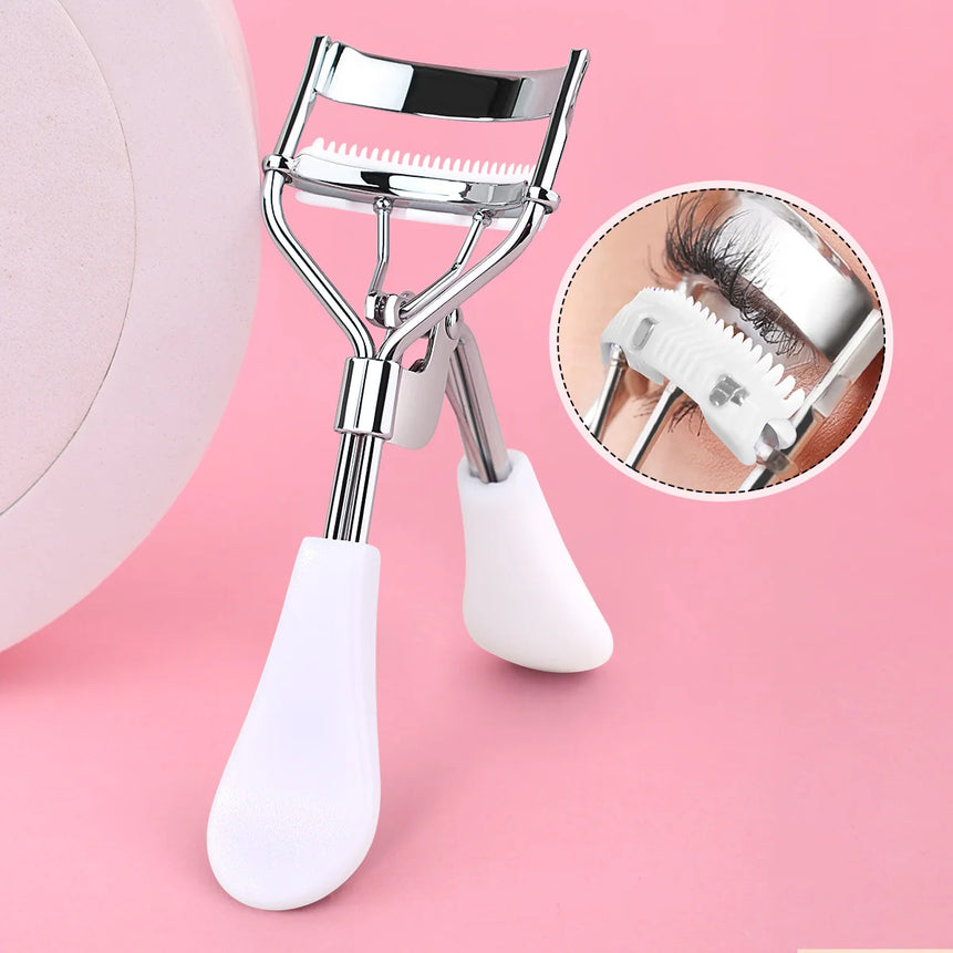 1 stainless steel eyelash curler with comb, lasting shaping big eyes, no harm to eyelashes, suitable for all eye types and eye e