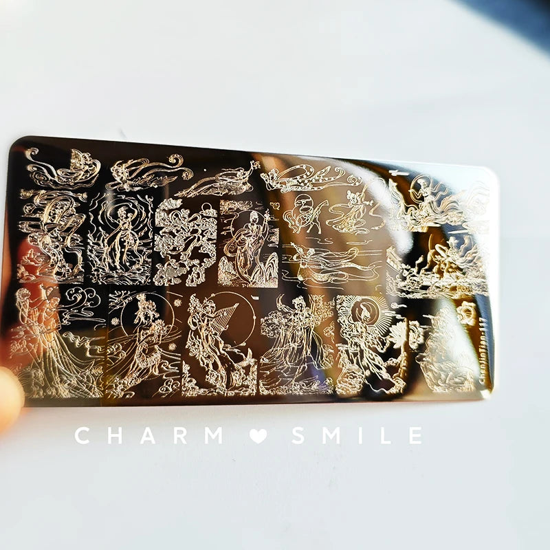 Cartoon Characters Stamping Plates  French Line Geometry  Flowers Leaves Animals Image Stainless Steel Nail Art Template Stencil