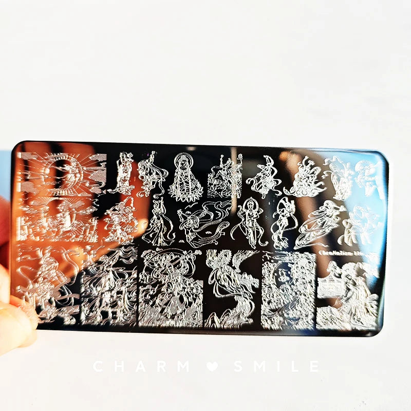 Cartoon Characters Stamping Plates  French Line Geometry  Flowers Leaves Animals Image Stainless Steel Nail Art Template Stencil