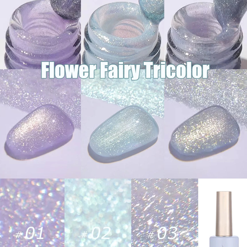 MIANEL1-12pcs 12ML Pink Blue White Green Series With Explosive Glitter Gel Nail Polish, Popular Yun Brocade Diamond Gel Polish