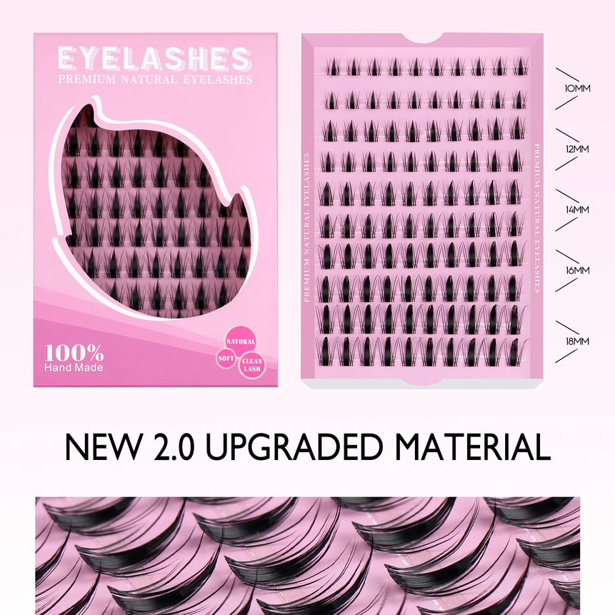 GROINNEYA DIY Lash Kit 10-18mm Manga Lashes Mixed Tray Lash Clusters Individual Eyelashes Kit with Lash Bond DIY Lashes